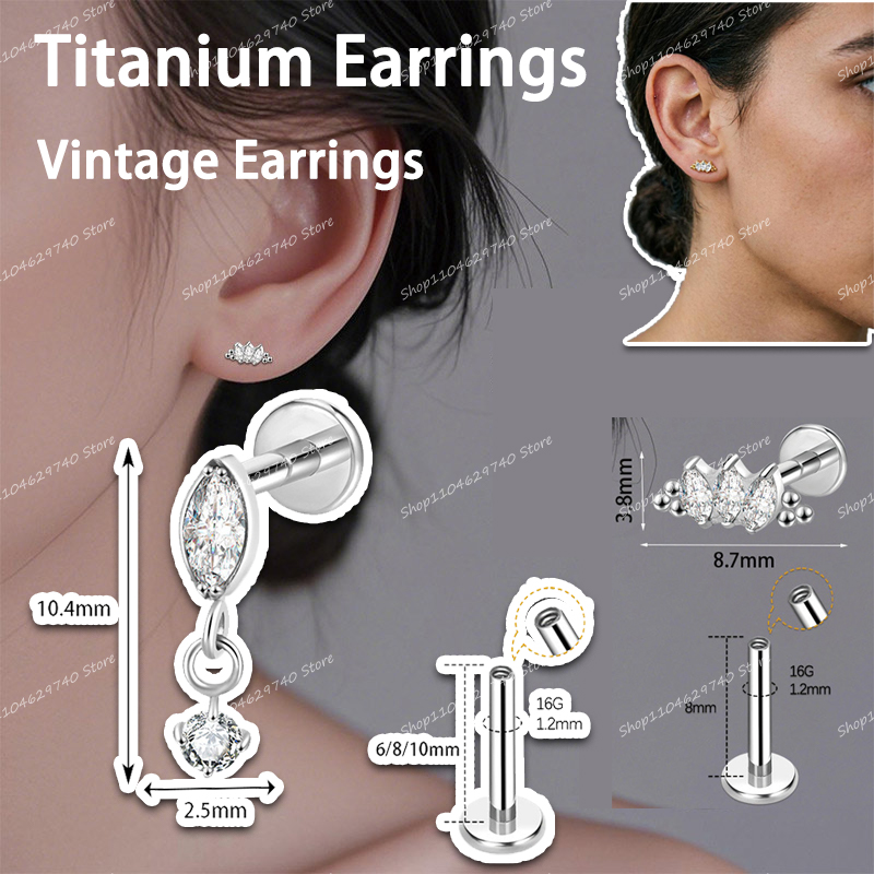 Body Jewelry High End - Ear Piercing Jewelry Titanium Stud Earrings