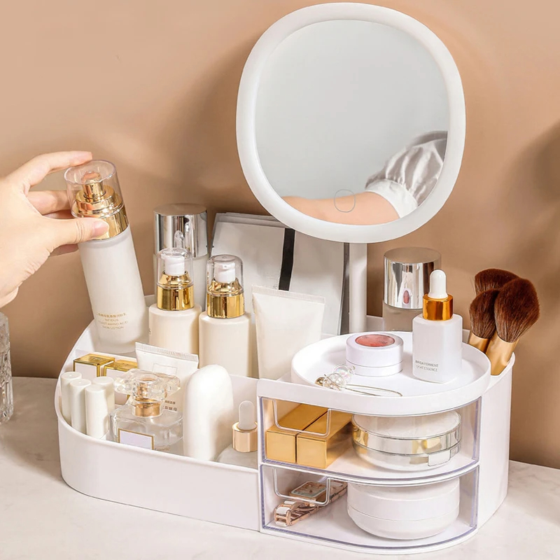 Body Jewelry Websites - Makeup Storage Box With Mirror Desktop