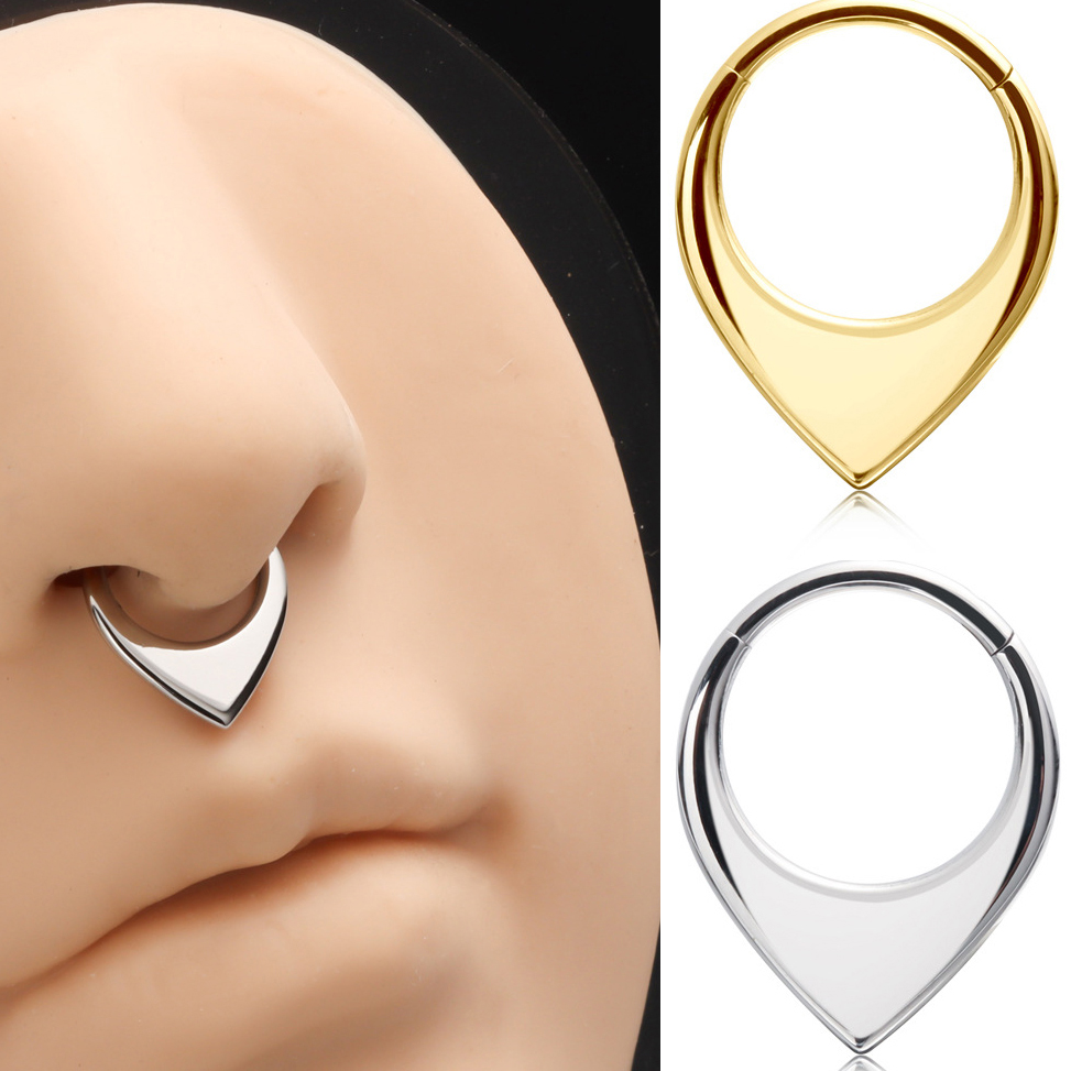 Septum Clicker Ring - ASTM F136 Titanium 16G Waterdrop Shape