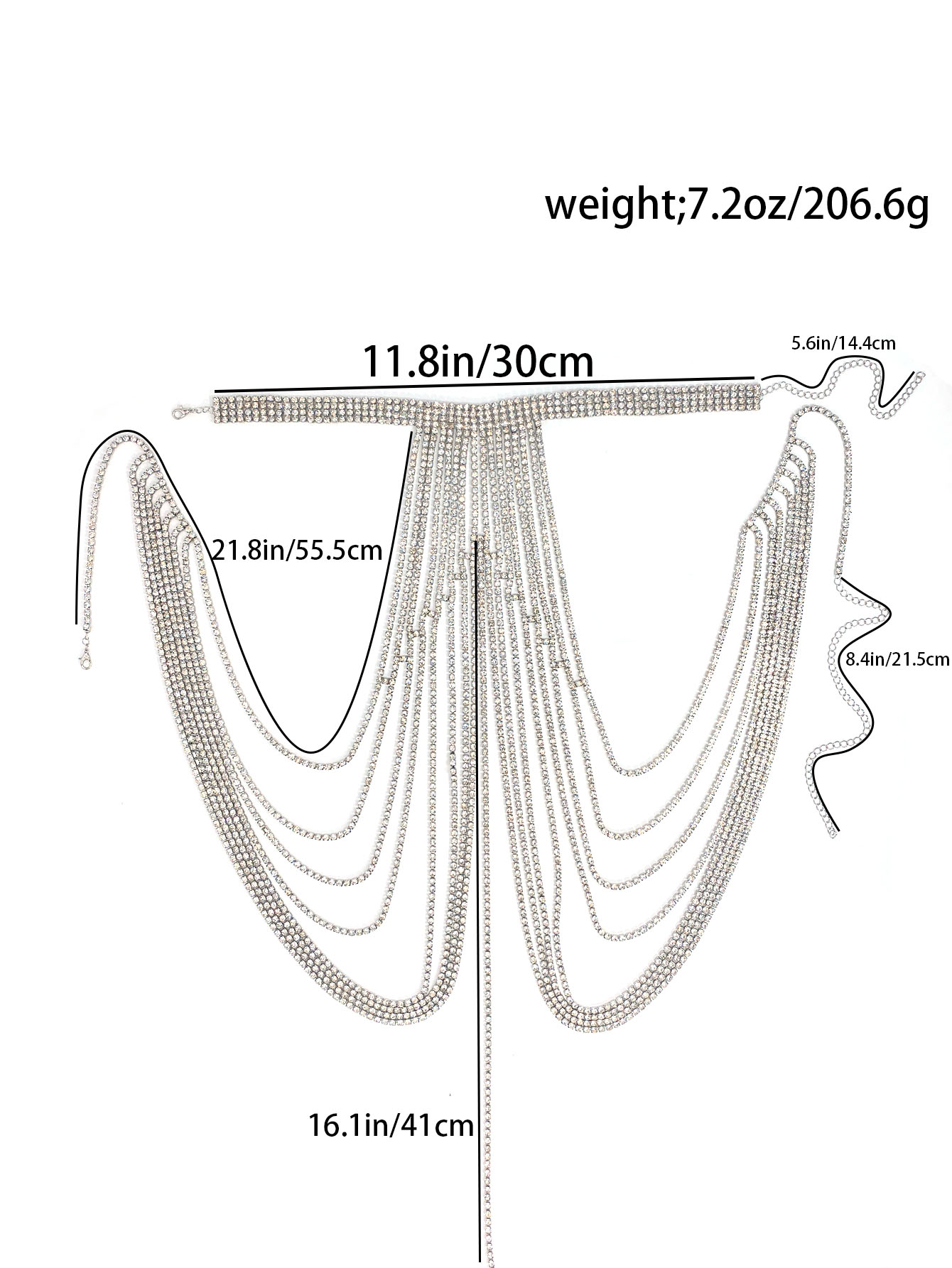 Luxury crystal chest chain, re - Body Jewelry High End 评论和价格