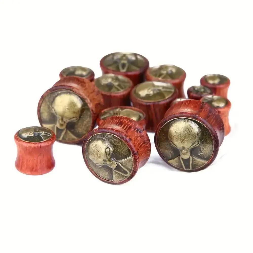 2pcs Vintage Wooden Alien Head - Body Jewelry Materials 评论和价格
