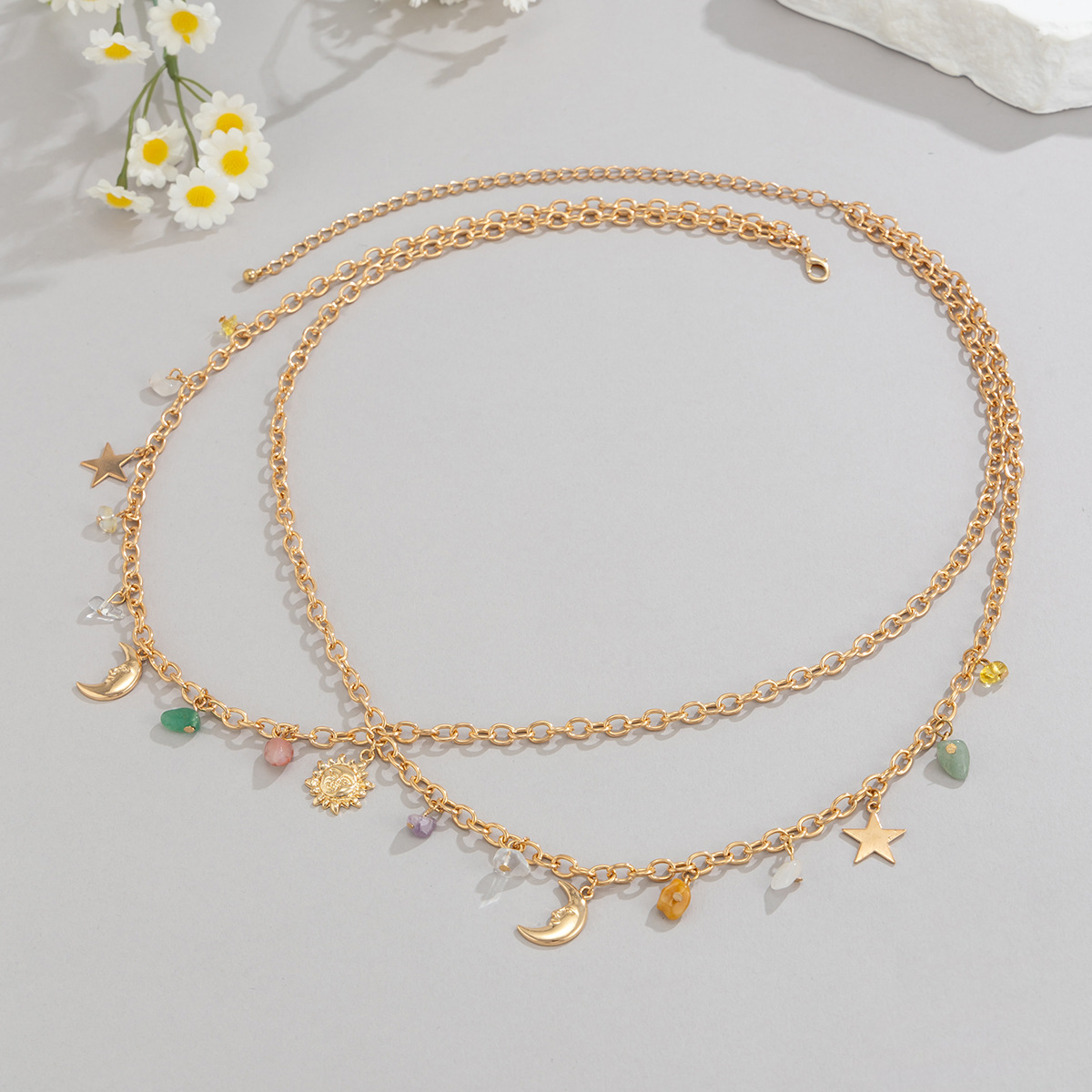 Boho Star Moon Sun Pendant Wai - Body Jewelry Chain 评论和价格