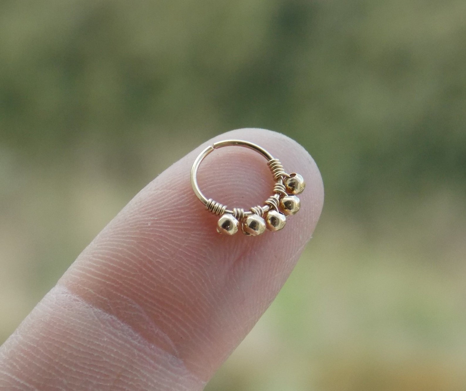 14K Gold Filled Beaded Nose Ri - Body Jewelry Hangers 评论和价格