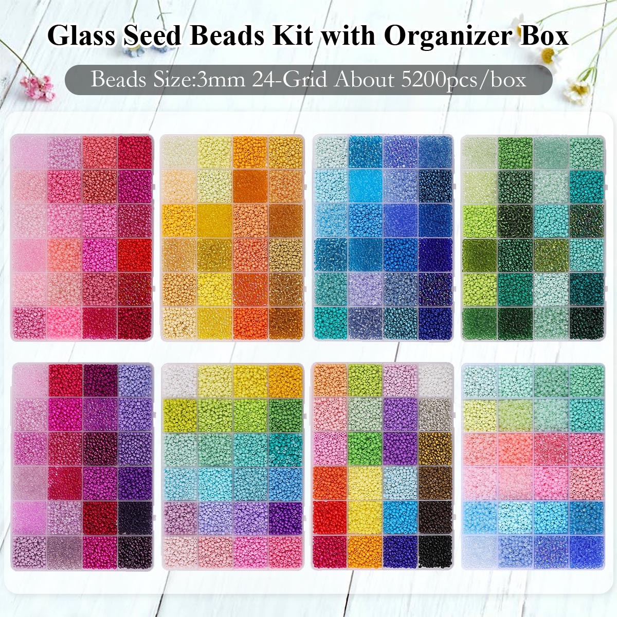5200pcs 3mm Glass Seed Beads K - Body Jewelry Organizer 评论和价格