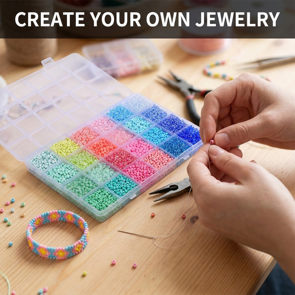 5200pcs 3mm Glass Seed Beads K - Body Jewelry Organizer 评论和价格