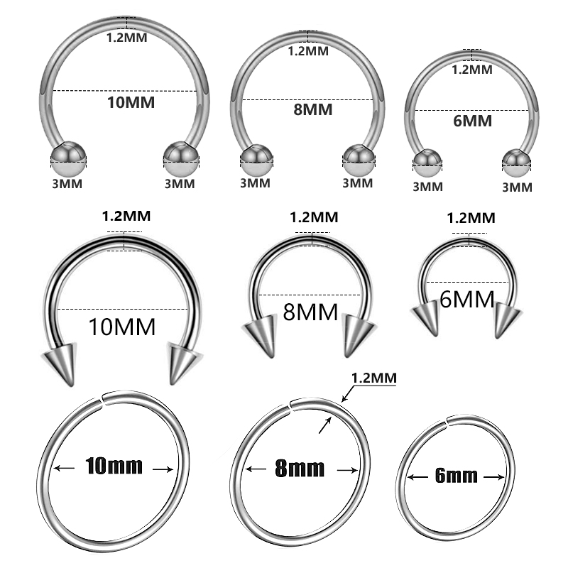 9pcs/lot Steel Ear Piercings H - Septum Clicker Ring 评论和价格