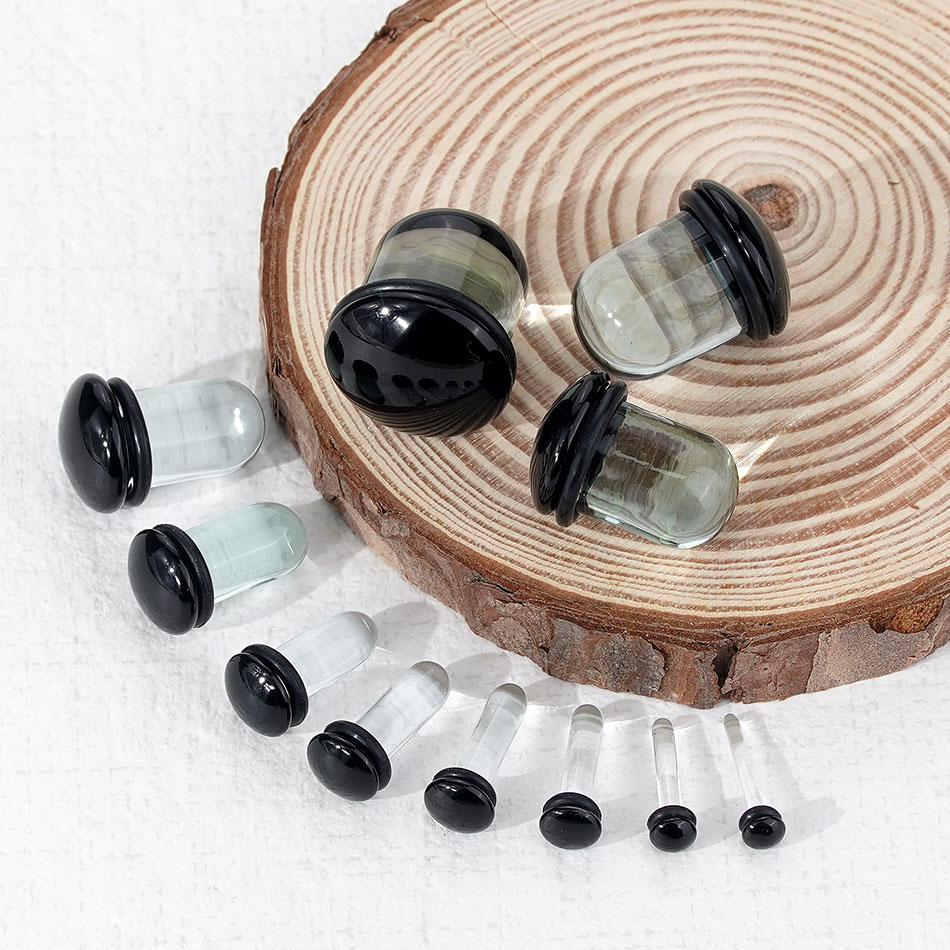 2pcs Glass Ear Gauges Stretchi - Body Jewelry Gauges 评论和价格