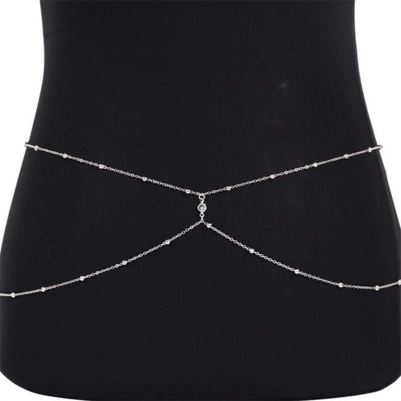 Clear Rhinestone Beaded Belly  - Body Jewelry Waist 评论和价格
