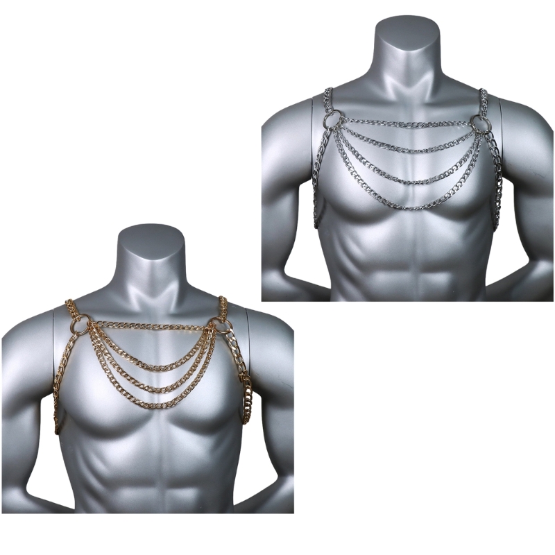 Men's Sexy Metal Body Chest Ch - Body Jewelry Harness 评论和价格