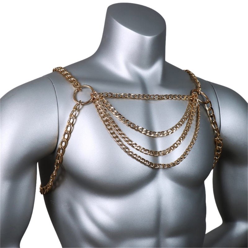 Men's Sexy Metal Body Chest Ch - Body Jewelry Harness 评论和价格