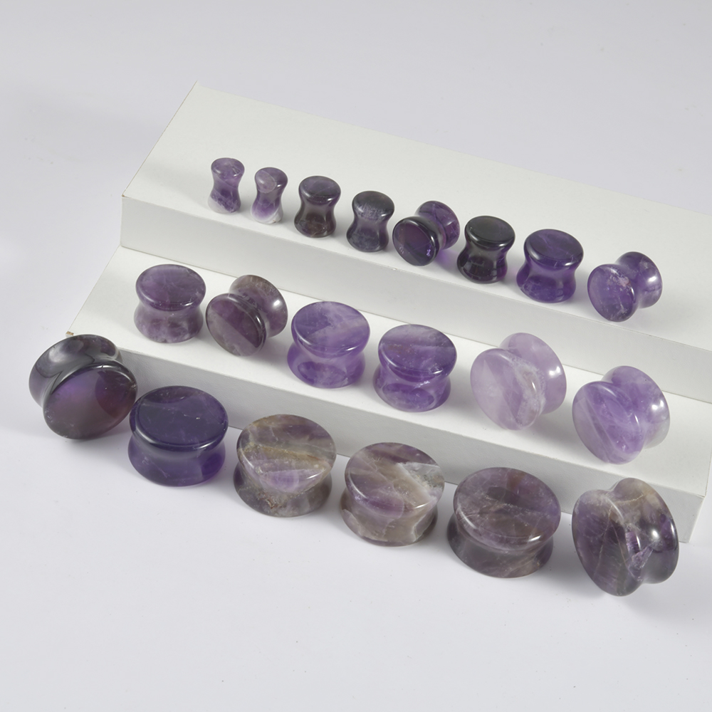 2PCS Natural Stone Double Flar - Body Jewelry Gauges 评论和价格