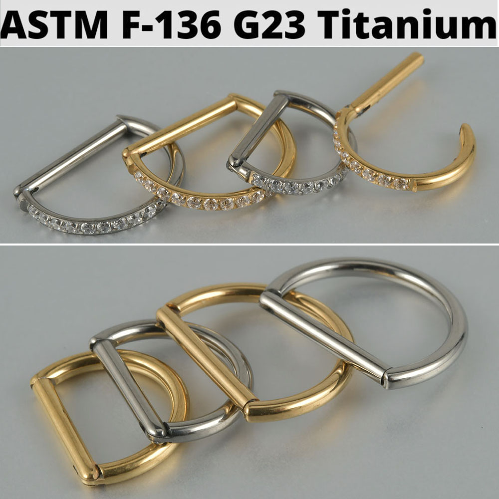 1PC D Shape G23 Solid Titanium - Septum Clicker Ring 评论和价格