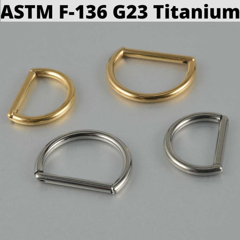 1PC D Shape G23 Solid Titanium - Septum Clicker Ring 评论和价格
