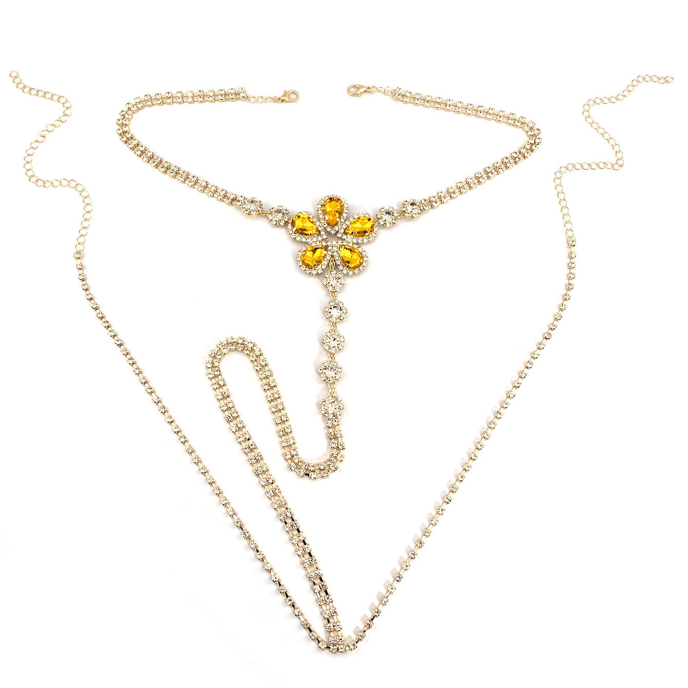 1pc Flower Shaped Sexy Rhinest - Body Jewelry Chain 评论和价格