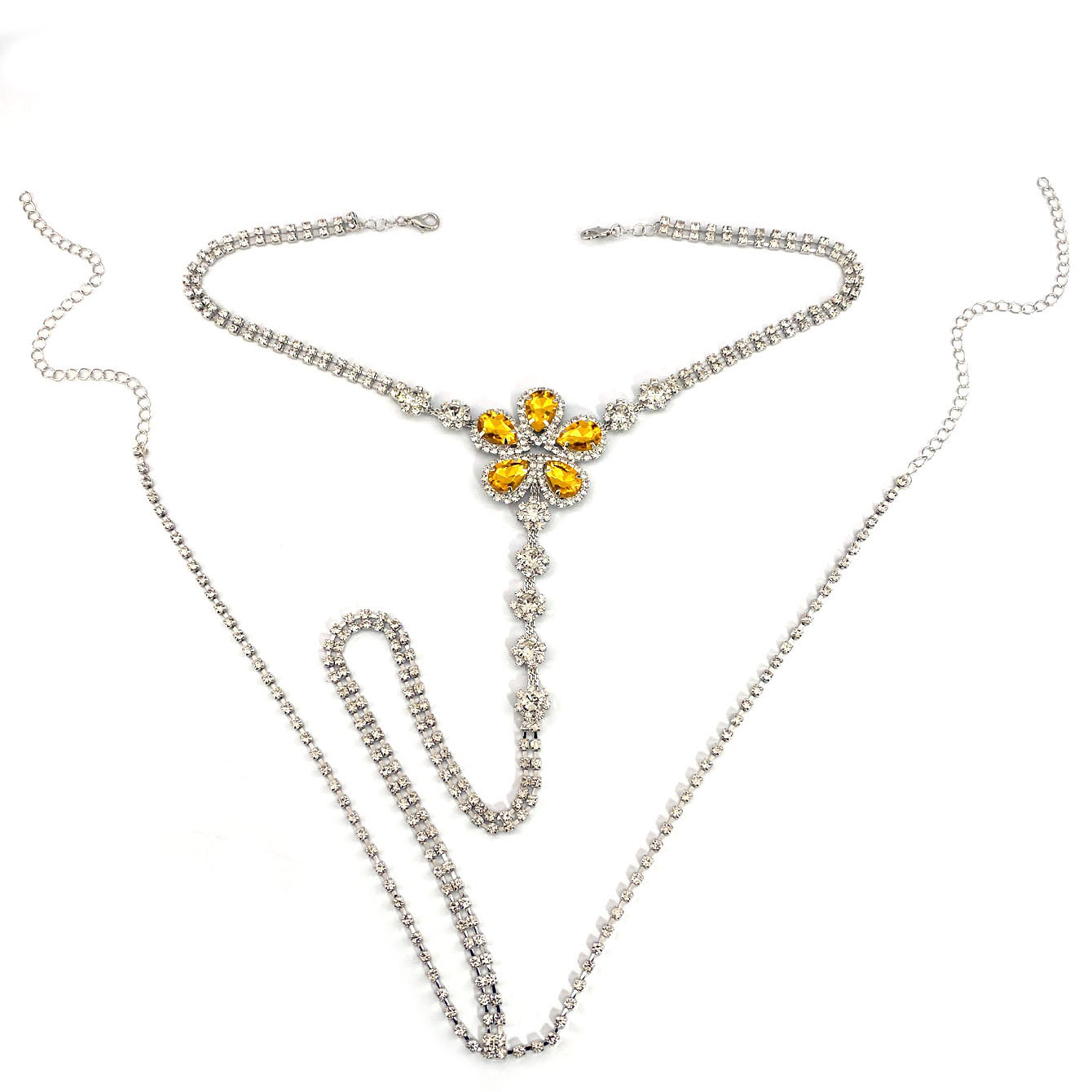 1pc Flower Shaped Sexy Rhinest - Body Jewelry Chain 评论和价格