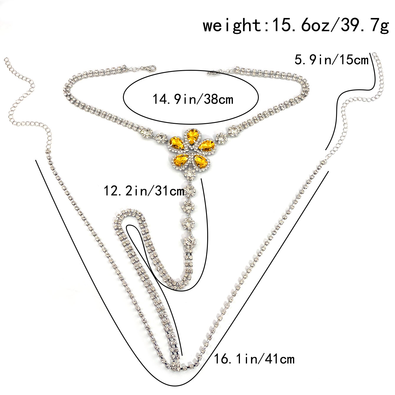 1pc Flower Shaped Sexy Rhinest - Body Jewelry Chain 评论和价格