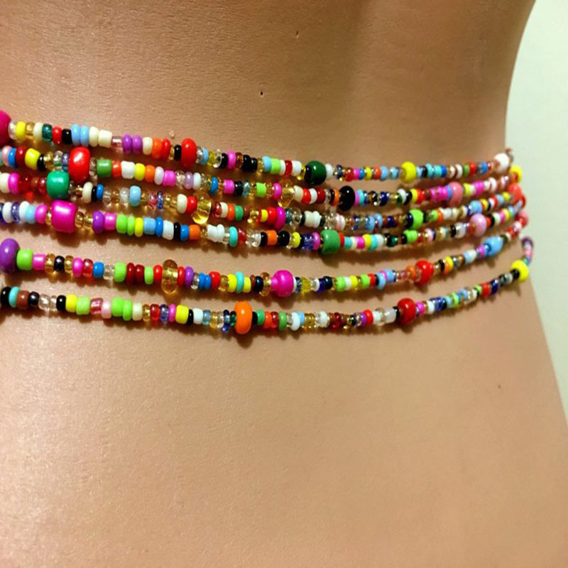 Women Layered Beaded Belly Cha - Body Jewelry Chain 评论和价格