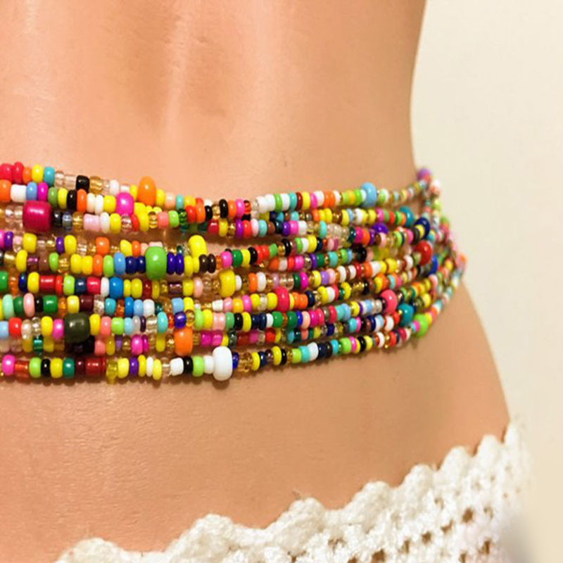 Women Layered Beaded Belly Cha - Body Jewelry Chain 评论和价格