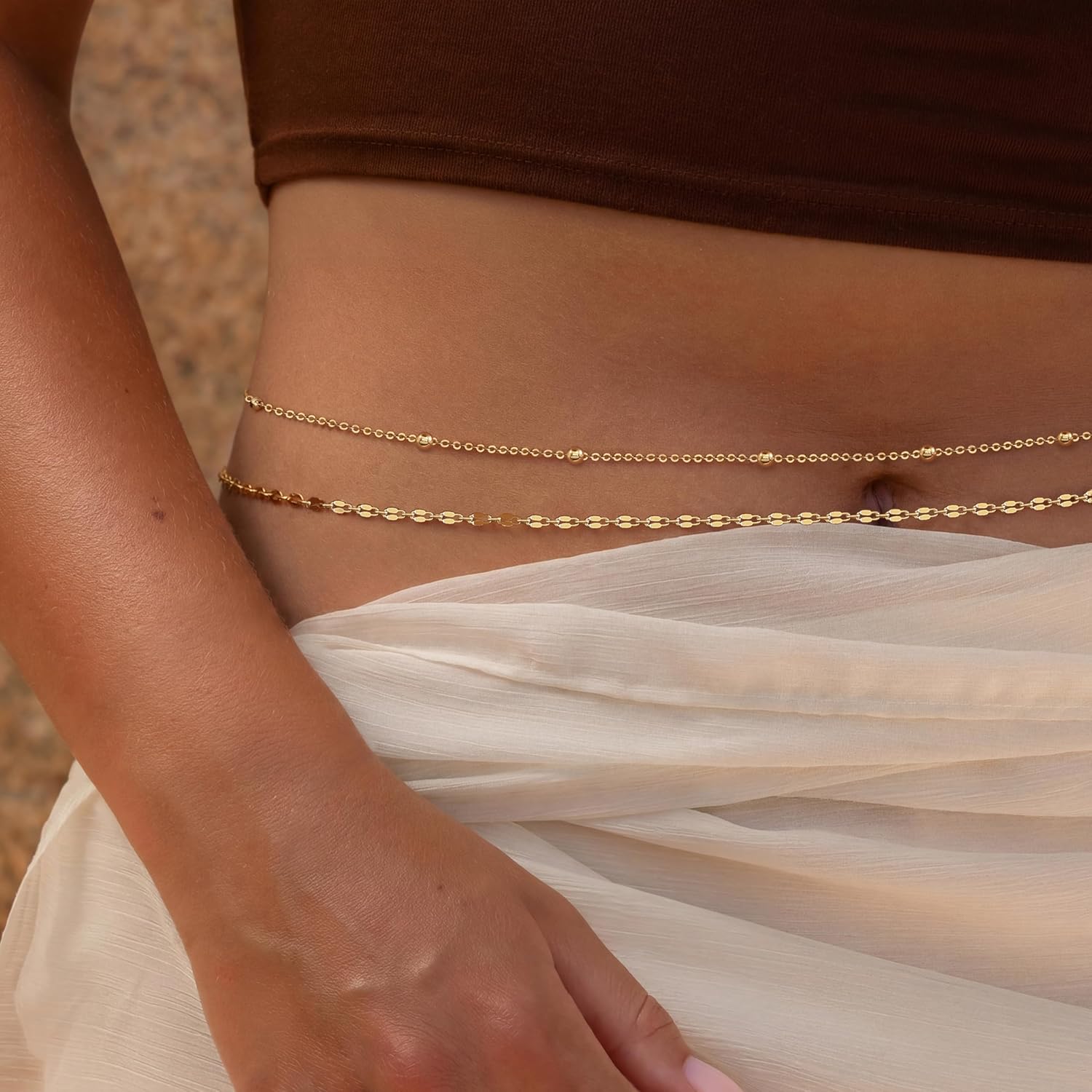 14K Gold Plated Waist Chain Wo - Qualiti Body Jewelry 评论和价格